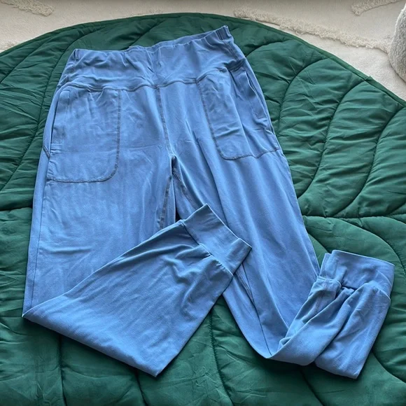 SHEIN breathable softness wide waistband slant pocket sport pants leggings blue - Picture 4 of 6